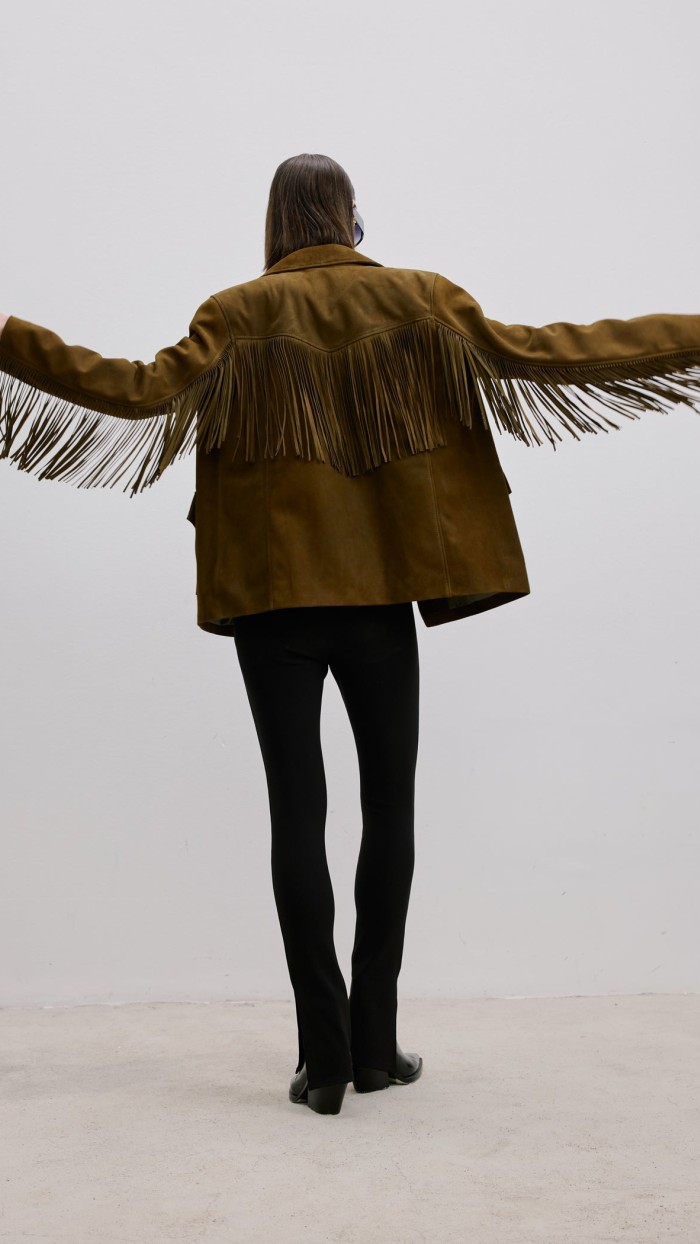 Püsküllü Khaki Süet Blazer