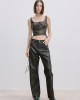 Geniş Kesim Deri Pantolon