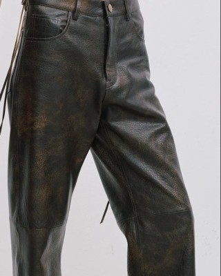 Geniş Kesim Deri Pantolon