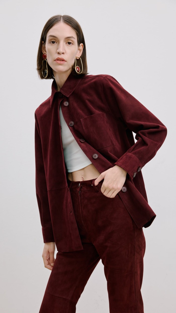 Bordo Süet Gömlek