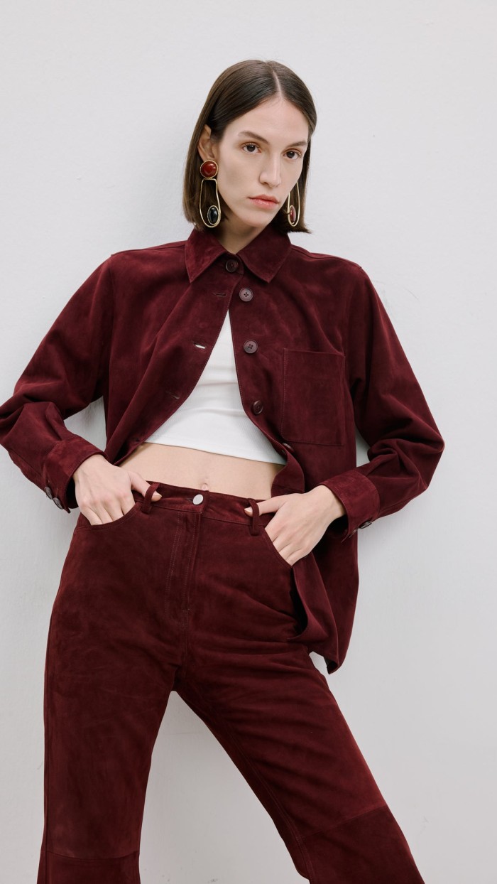 Bordo Süet Gömlek