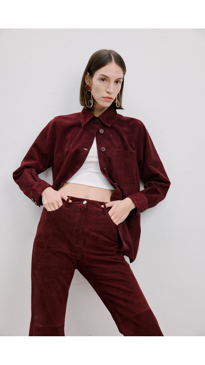 Bordo Süet Gömlek