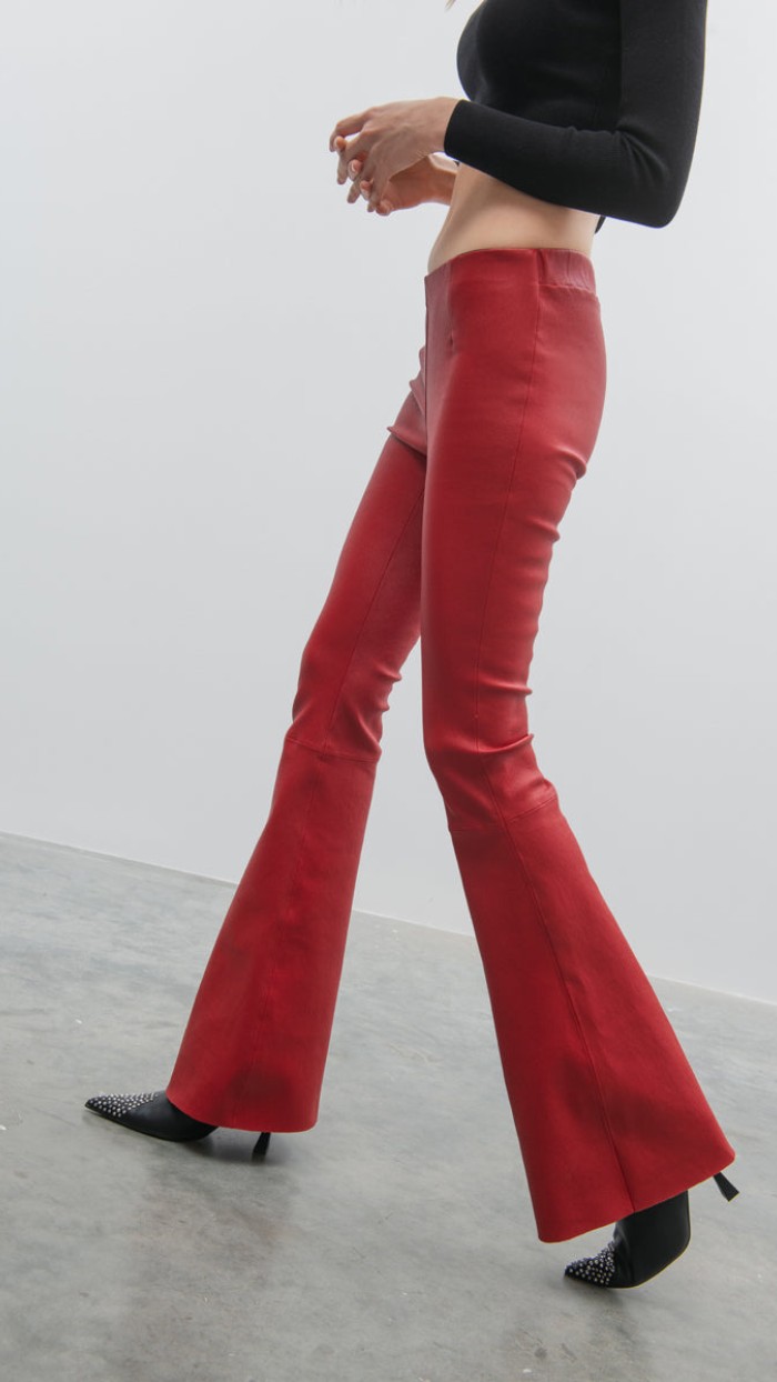 İspanyol Paça Deri Pantolon