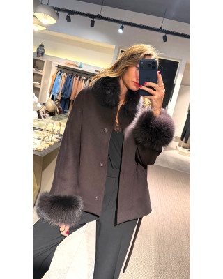 5203 Kaşe Fox Kahverengi Kaban