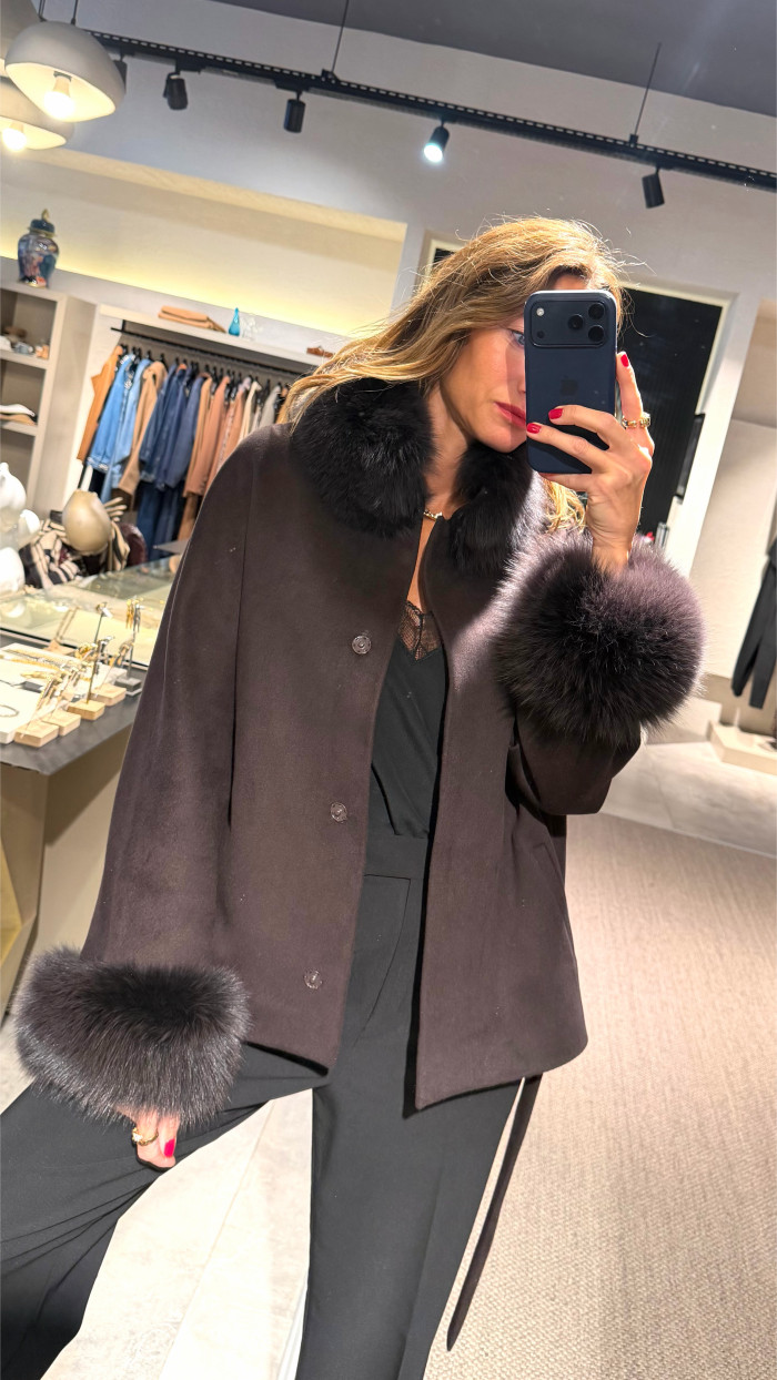 5203 Kaşe Fox Kahverengi Kaban