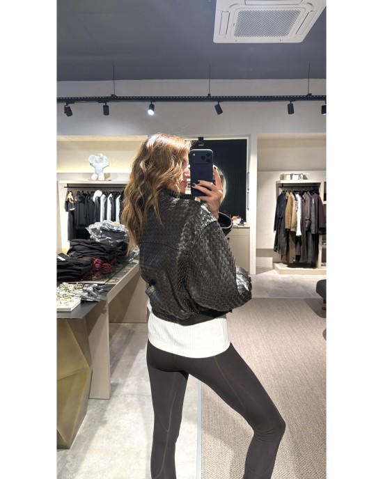 Kahverengi Örgü Deri Ceket