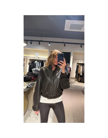 Kahverengi Örgü Deri Ceket