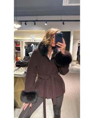 Kürk Detaylı Kahverengi Palto