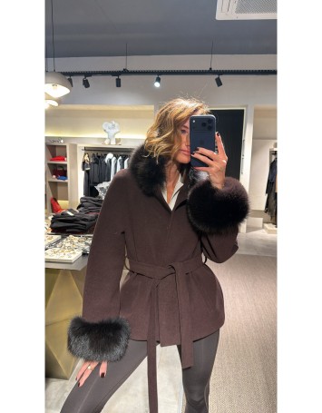 Kürk Detaylı Kahverengi Palto