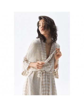 Krem Çizgili Kimono