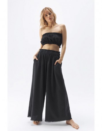 Siyah Keten Crop Top
