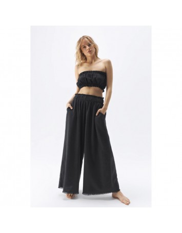 Siyah Keten Crop Top