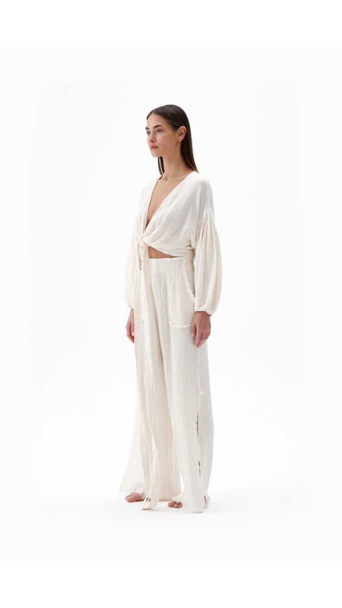 Crinkle Yırtmaçlı Pantolon